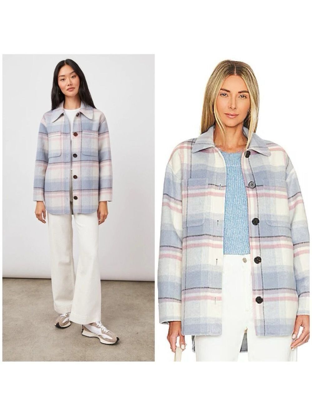 Rails Oversized Connie Shirt Jacket in Junean Plaid Wool Blend
